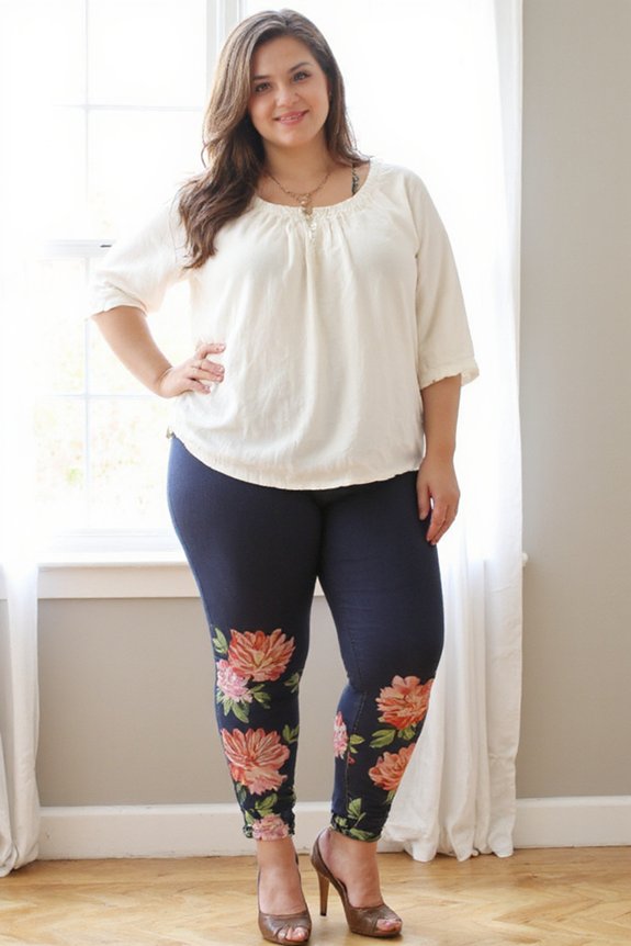 floral patterned plus size leggings