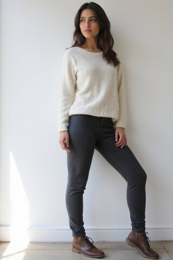 sophisticated textured ribbed leggings