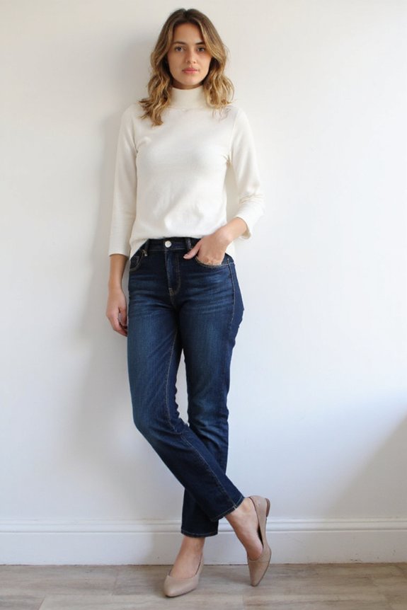 chic mid calf denim skimmers