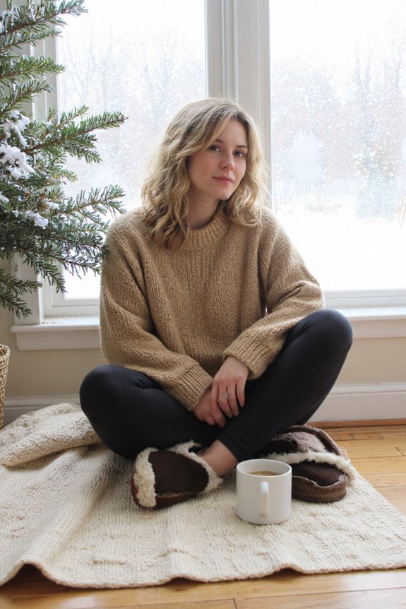 cozy fleece lined ribbed leggings