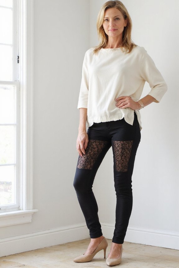 feminine lace mesh leggings