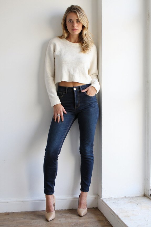 flattering high rise denim leggings