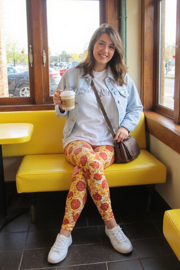 quirky pizza print leggings