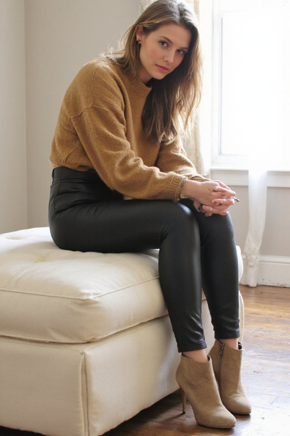 stretchy faux leather leggings