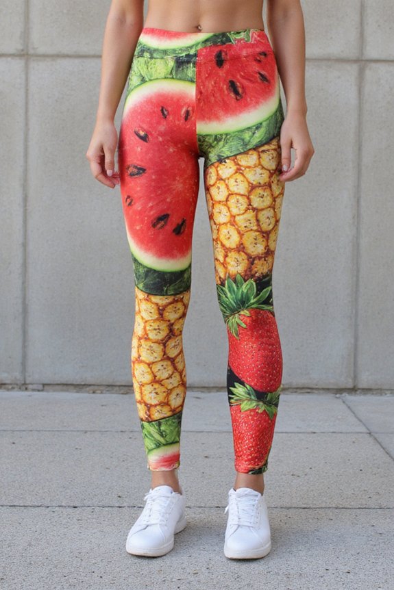 vibrant detailed fruit leggings